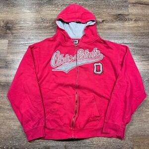 Vintage Stadium Hoodie‎ Men's L Ohio State Full Zip Y2K Red Streetwear 2000s